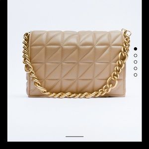 Zara quilted chain strap shoulder bag toasted brown